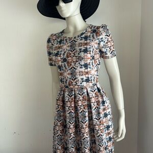 lularoe S Elegant Multicolor Patterned pleated Dress